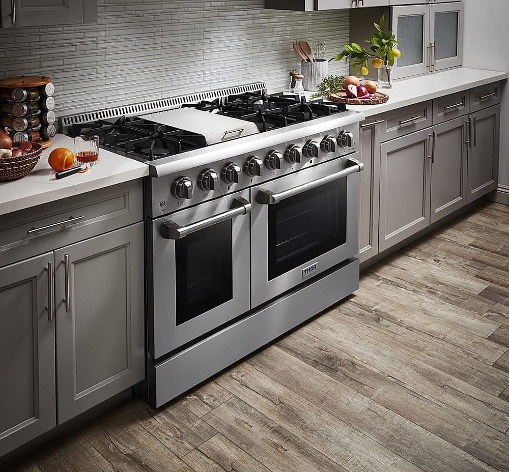 Thor Kitchen - 6.7 Cu.Ft. Freestanding Double Oven Liquid Propane Gas Range - Stainless Steel