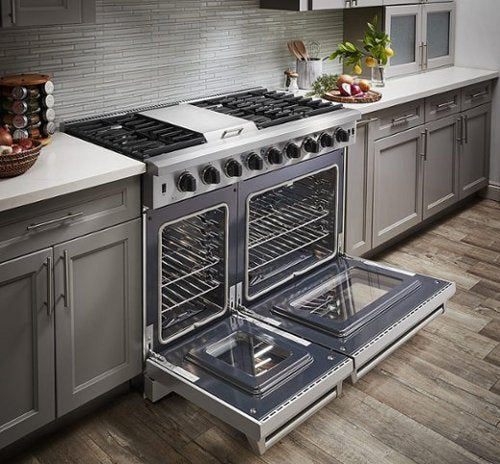 Thor Kitchen - 48 in. Wide 6 Burner 6.8 cu ft Freestanding Double Oven Convection Gas Range - Stainless Steel