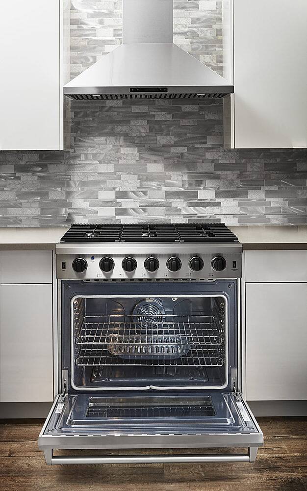 Thor Kitchen - 36 in. Wide 6 Burner 6.0 cu. ft. Freestanding Gas Convection Range with Storage - Stainless Steel