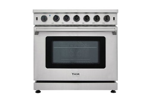 Thor Kitchen - 36 in. Wide 6 Burner 6.0 cu. ft. Freestanding Gas Convection Range with Storage - Stainless Steel
