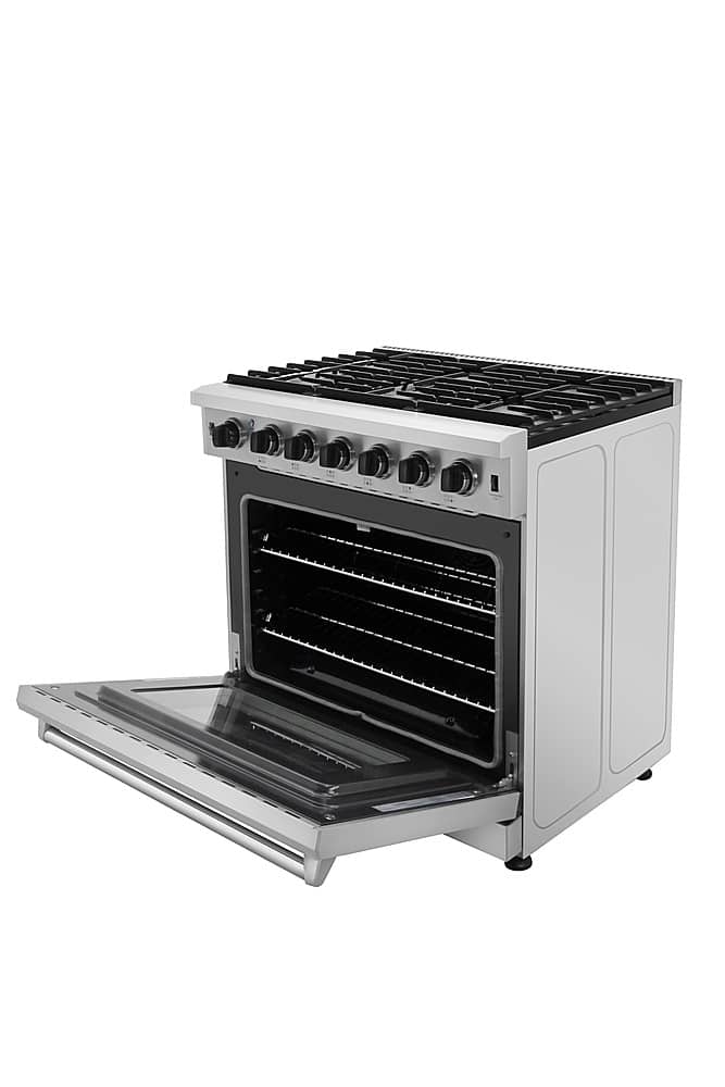 Thor Kitchen - 36 in. Wide 6 Burner 6.0 cu. ft. Freestanding Gas Convection Range with Storage - Stainless Steel