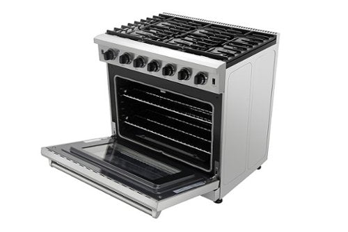 Thor Kitchen - 36 in. Wide 6 Burner 6.0 cu. ft. Freestanding Gas Convection Range with Storage - Stainless Steel