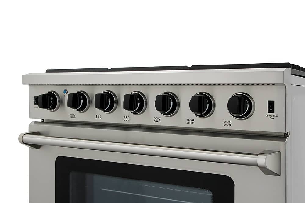 Thor Kitchen - 36 in. Wide 6 Burner 6.0 cu. ft. Freestanding Gas Convection Range with Storage - Stainless Steel