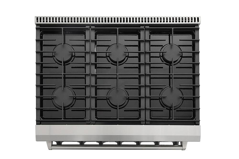 Thor Kitchen - 36 in. Wide 6 Burner 6.0 cu. ft. Freestanding Gas Convection Range with Storage - Stainless Steel