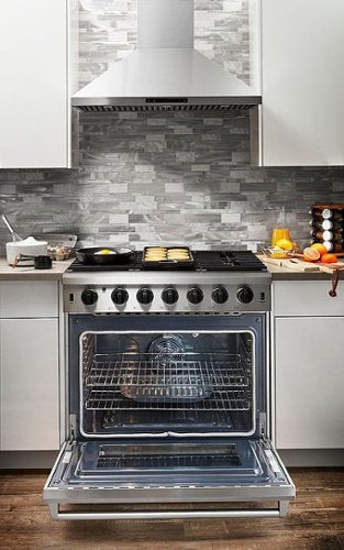 Thor Kitchen - 36 in. Wide 6 Burner 6.0 cu. ft. Freestanding Gas Convection Range with Storage - Stainless Steel