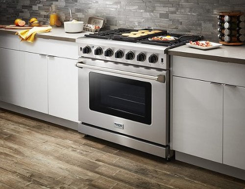 Thor Kitchen - 36 in. Wide 6 Burner 6.0 cu. ft. Freestanding Gas Convection Range with Storage - Stainless Steel