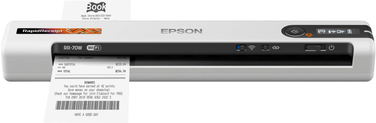 Epson - RapidReceipt RR-70W Wireless Mobile Receipt and Color Document Scanner - White