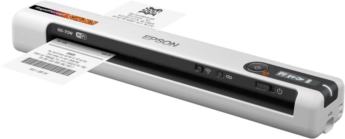 Epson - RapidReceipt RR-70W Wireless Mobile Receipt and Color Document Scanner - White