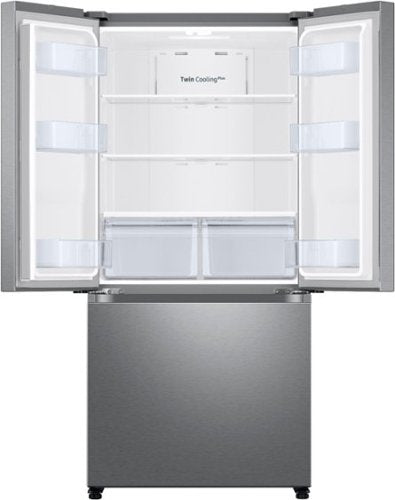 Samsung - 32 in. Wide 17.5 cu. ft. 3-Door French Door Counter Depth Smart Refrigerator with Twin Cooling Plus - Stainless Steel