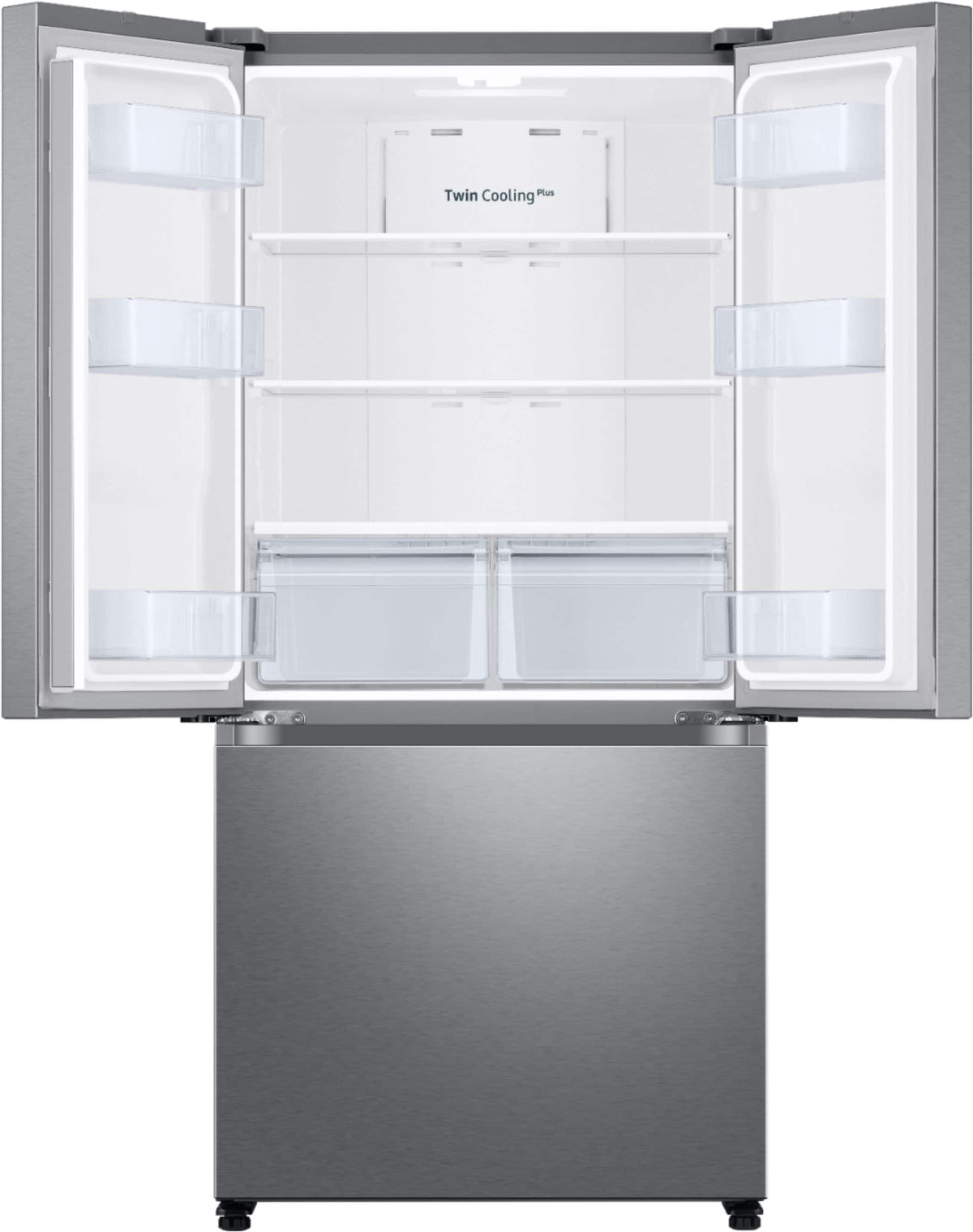 Samsung - 32 in. Wide 17.5 cu. ft. 3-Door French Door Counter Depth Smart Refrigerator with Twin Cooling Plus - Stainless Steel