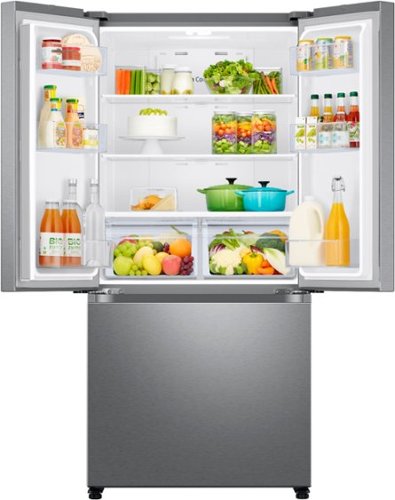 Samsung - 32 in. Wide 17.5 cu. ft. 3-Door French Door Counter Depth Smart Refrigerator with Twin Cooling Plus - Stainless Steel