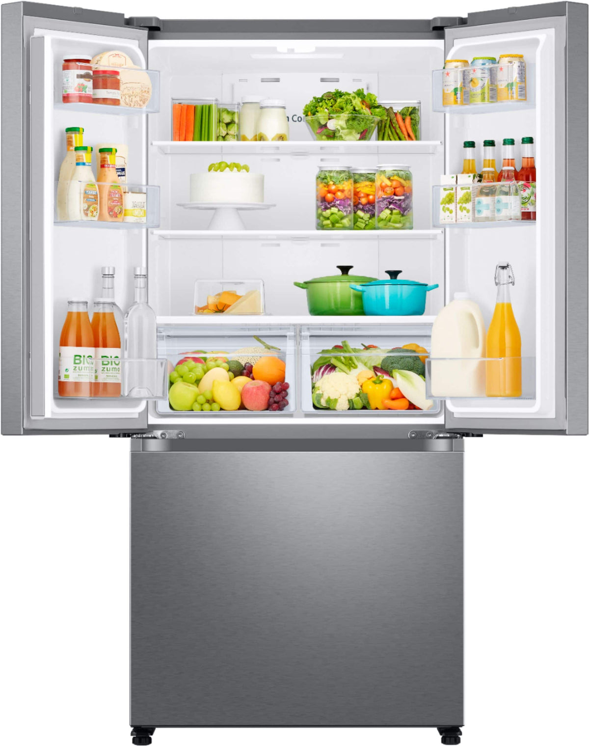 Samsung - 32 in. Wide 17.5 cu. ft. 3-Door French Door Counter Depth Smart Refrigerator with Twin Cooling Plus - Stainless Steel