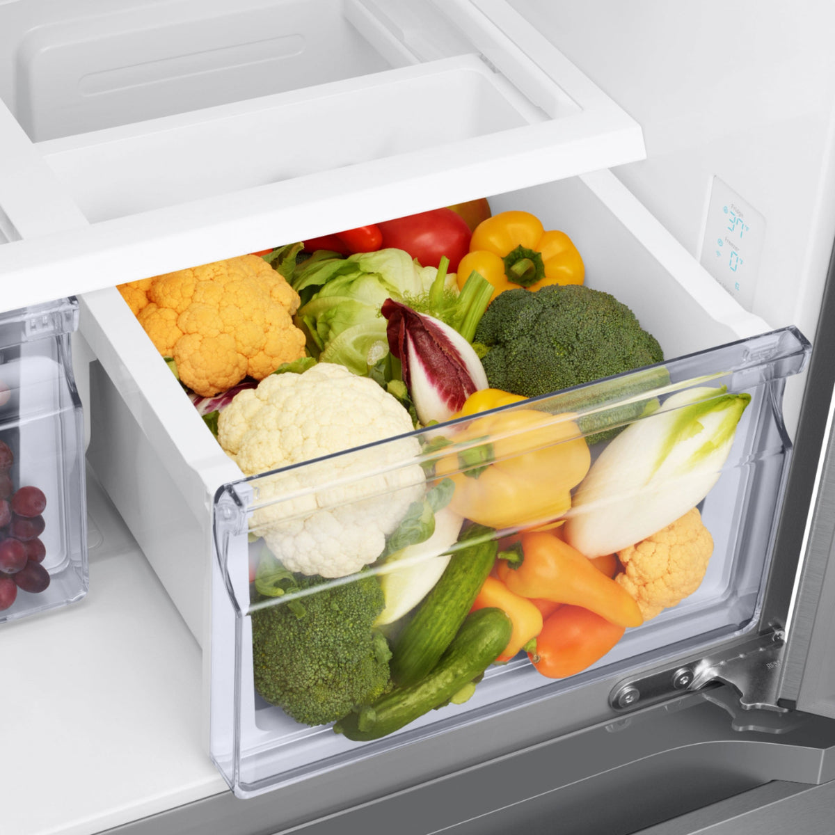 Samsung - 32 in. Wide 17.5 cu. ft. 3-Door French Door Counter Depth Smart Refrigerator with Twin Cooling Plus - Stainless Steel