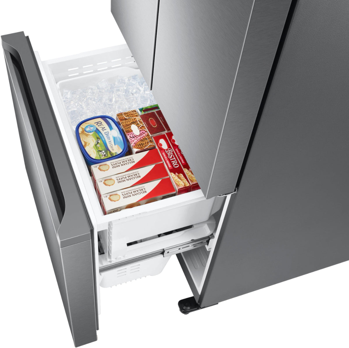 Samsung - 32 in. Wide 17.5 cu. ft. 3-Door French Door Counter Depth Smart Refrigerator with Twin Cooling Plus - Stainless Steel
