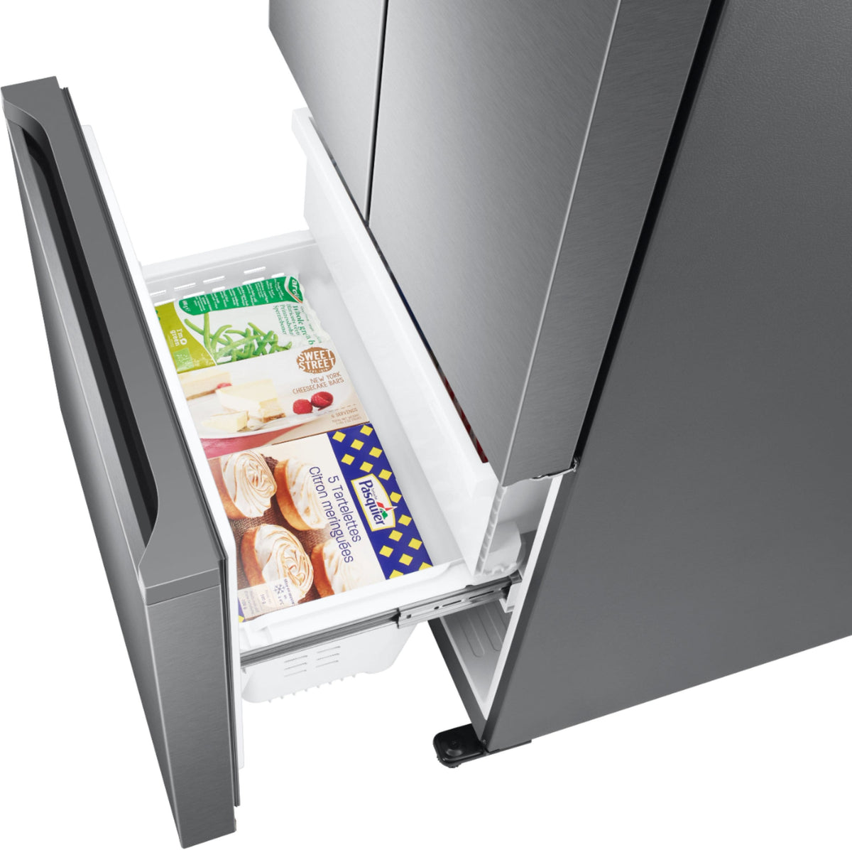 Samsung - 32 in. Wide 17.5 cu. ft. 3-Door French Door Counter Depth Smart Refrigerator with Twin Cooling Plus - Stainless Steel