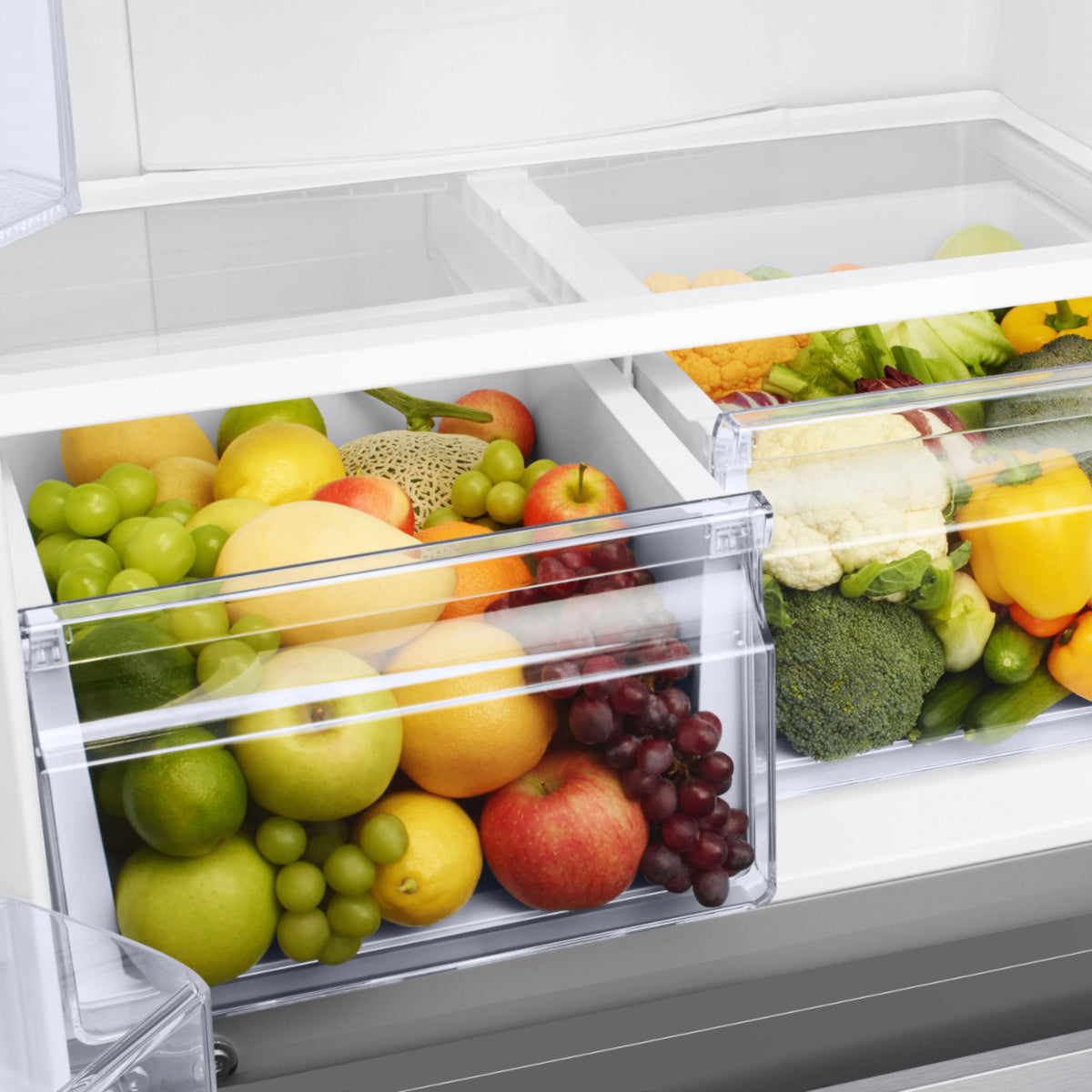Samsung - 32 in. Wide 17.5 cu. ft. 3-Door French Door Counter Depth Smart Refrigerator with Twin Cooling Plus - Stainless Steel