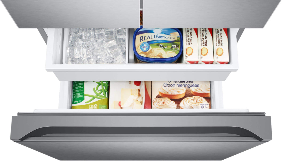 Samsung - 32 in. Wide 17.5 cu. ft. 3-Door French Door Counter Depth Smart Refrigerator with Twin Cooling Plus - Stainless Steel