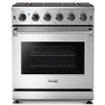 Thor Kitchen - 30 in. Wide 5 Burner 4.55 cu. ft. Freestanding Gas Convection Range with Storage Drawer - Natural Gas - Stainless Steel