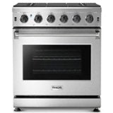 Thor Kitchen - 30 in. Wide 5 Burner 4.55 cu. ft. Freestanding Gas Convection Range with Storage Drawer - Natural Gas - Stainless Steel