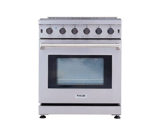Thor Kitchen - 30 in. Wide 5 Burner 4.55 cu. ft. Freestanding Gas Convection Range with Storage Drawer - Natural Gas - Stainless Steel