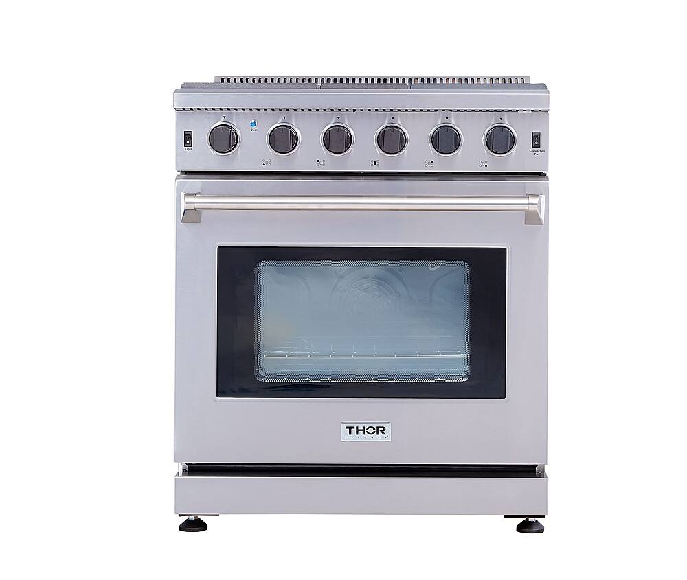 Thor Kitchen - 30 in. Wide 5 Burner 4.55 cu. ft. Freestanding Gas Convection Range with Storage Drawer - Natural Gas - Stainless Steel