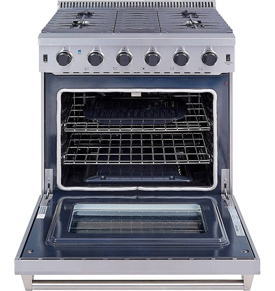Thor Kitchen - 30 in. Wide 5 Burner 4.55 cu. ft. Freestanding Gas Convection Range with Storage Drawer - Natural Gas - Stainless Steel