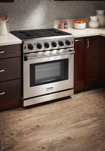 Thor Kitchen - 30 in. Wide 5 Burner 4.55 cu. ft. Freestanding Gas Convection Range with Storage Drawer - Natural Gas - Stainless Steel