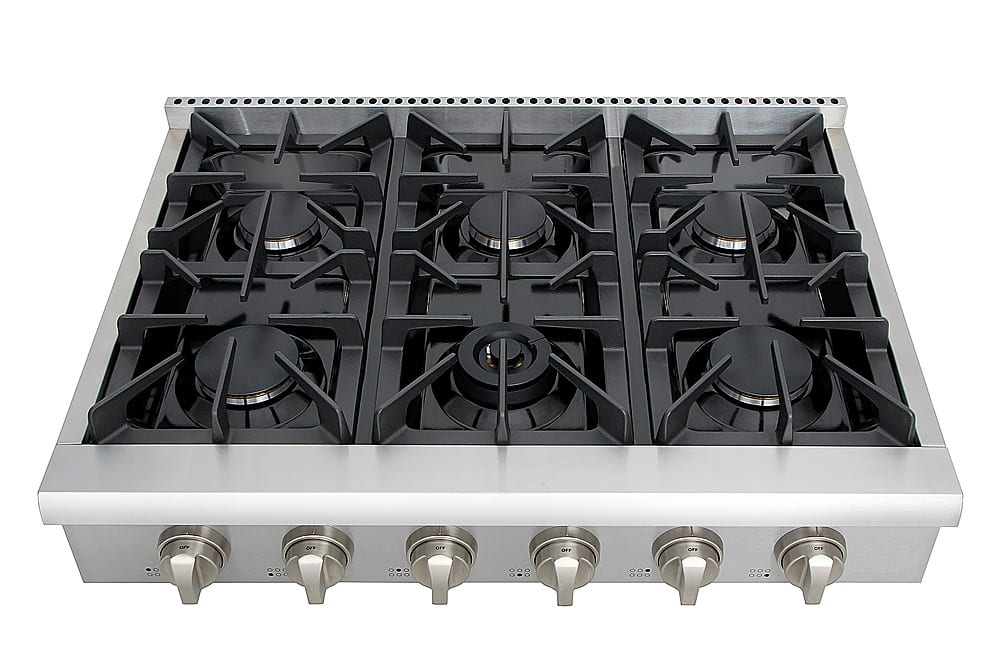Thor Kitchen - 36 in. Wide 6 Burner Built-In Liquid Propane Rangetop - Stainless Steel