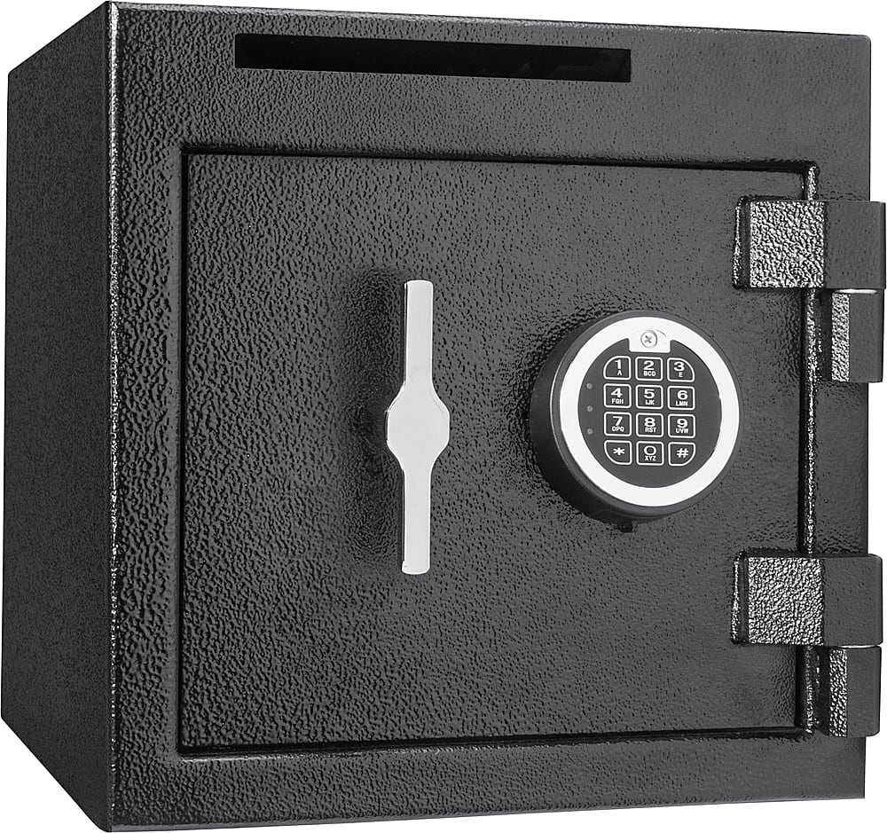 Barska - 1.12 Cu Ft Slot Depository Safe-Steel Drop Safe with Anti-Fishing Slot, Digital Keypad, 3 Locking Bolts - Black