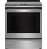 GE Profile - 30 in. Wide 5 Elements 5.3 Cu. Ft. Slide-In Electric Induction True Convection Range with No Preheat Air Fry and Wi-Fi - Stainless Steel