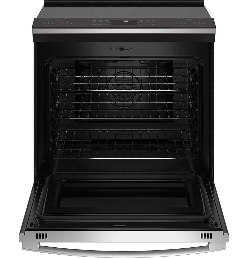 GE Profile - 30 in. Wide 5 Elements 5.3 Cu. Ft. Slide-In Electric Induction True Convection Range with No Preheat Air Fry and Wi-Fi - Stainless Steel