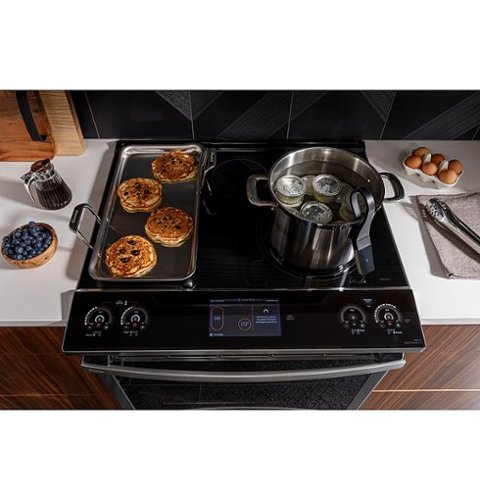 GE Profile - 30 in. Wide 5 Elements 5.3 Cu. Ft. Slide-In Electric Induction True Convection Range with No Preheat Air Fry and Wi-Fi - Stainless Steel