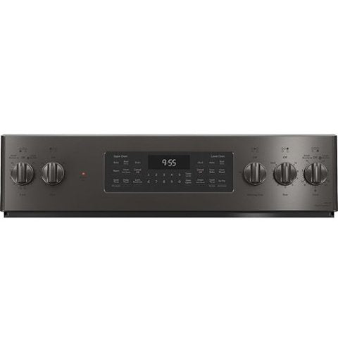 GE Profile - 30 in. Wide 5 Elements 6.6 Cu. Ft. Freestanding Double Oven Electric True Convection Range w/ Air Fry and Wi-Fi - Black Stainless Steel