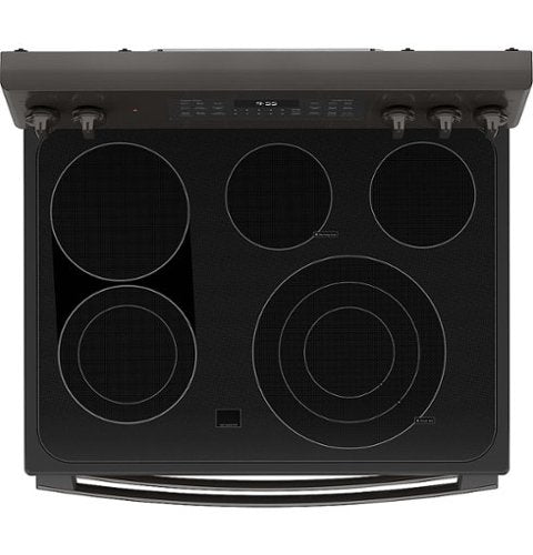 GE Profile - 30 in. Wide 5 Elements 6.6 Cu. Ft. Freestanding Double Oven Electric True Convection Range w/ Air Fry and Wi-Fi - Black Stainless Steel
