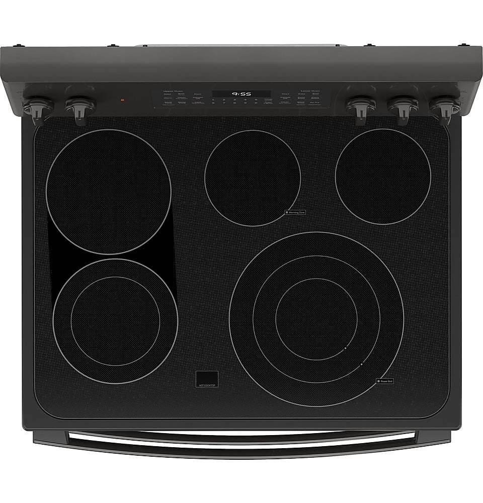 GE Profile - 30 in. Wide 5 Elements 6.6 Cu. Ft. Freestanding Double Oven Electric True Convection Range w/ Air Fry and Wi-Fi - Black Stainless Steel