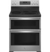 GE Profile - 30" Wide 5 Elements 6.6 Cu. Ft. Freestanding Double Oven Electric True Convection Range w/ No Preheat Air Fry and Wi-Fi - Stainless Steel