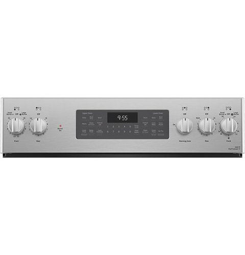 GE Profile - 30" Wide 5 Elements 6.6 Cu. Ft. Freestanding Double Oven Electric True Convection Range w/ No Preheat Air Fry and Wi-Fi - Stainless Steel