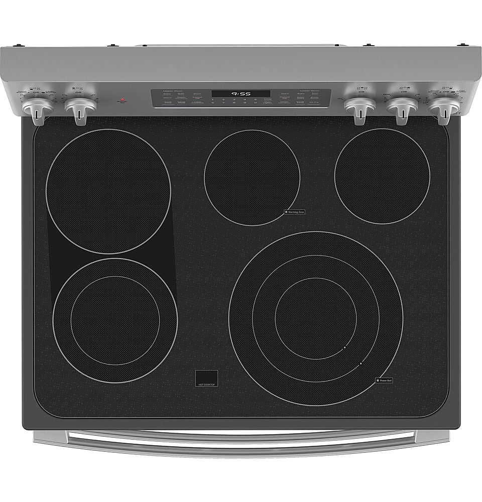GE Profile - 30" Wide 5 Elements 6.6 Cu. Ft. Freestanding Double Oven Electric True Convection Range w/ No Preheat Air Fry and Wi-Fi - Stainless Steel