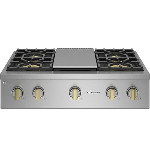 Monogram - 36" Built-In Gas Cooktop with 4 Burners and Professional Versatile Burner Configuration - Stainless Steel