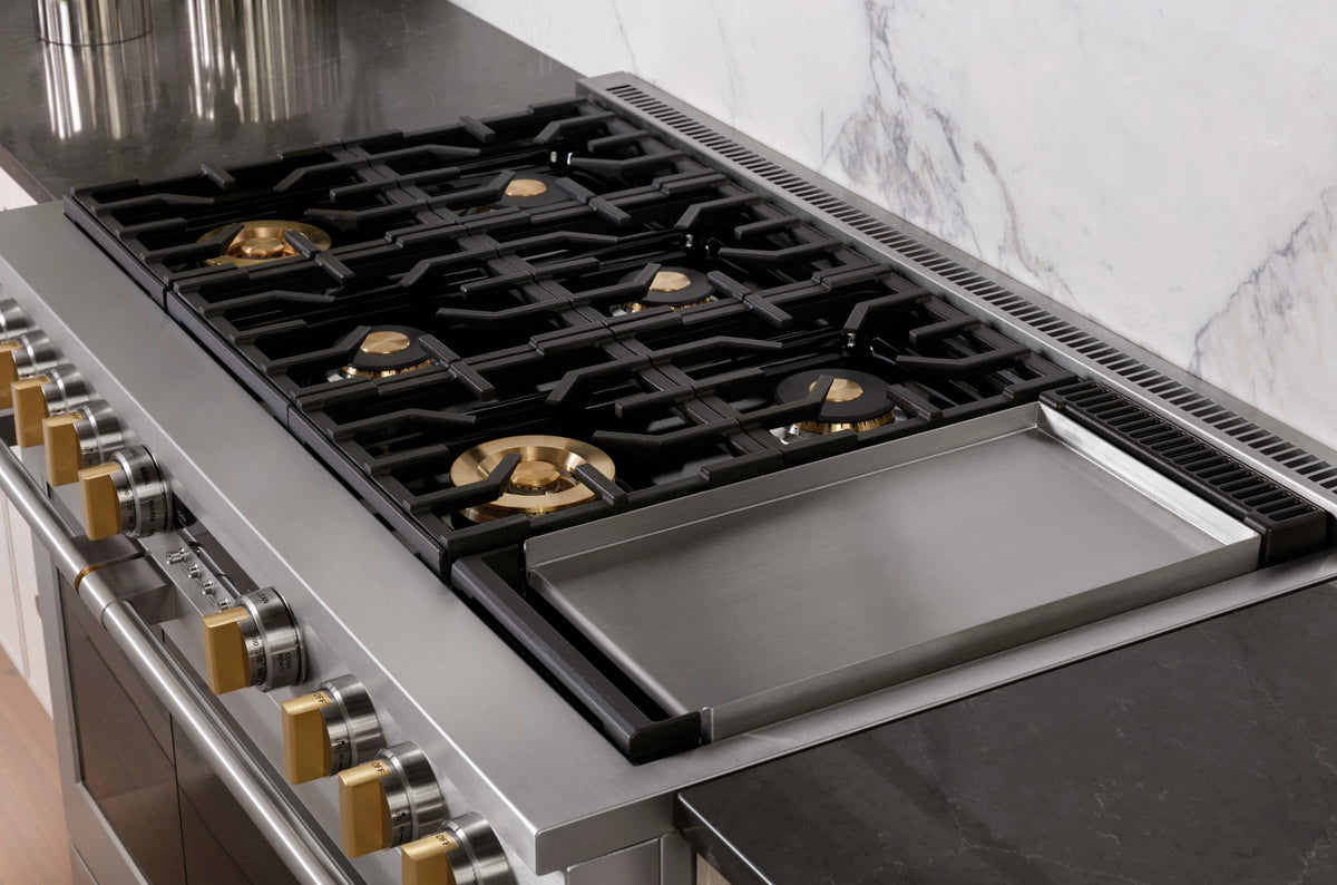 Monogram - 48 in. Wide 7 Burners 8.25 Cu. Ft. Freestanding Double Oven Dual Fuel Convection Smart Range with Self-Clean - Stainless Steel