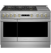 Monogram - 48 in. Wide 7 Burners 8.25 Cu. Ft. Freestanding Double Oven Dual Fuel Convection Smart Range with Self-Clean - Stainless Steel