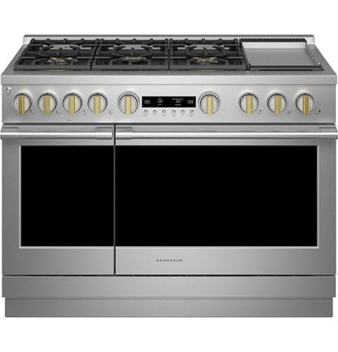 Monogram - 48 in. Wide 7 Burners 8.25 Cu. Ft. Freestanding Double Oven Dual Fuel Convection Smart Range with Self-Clean - Stainless Steel