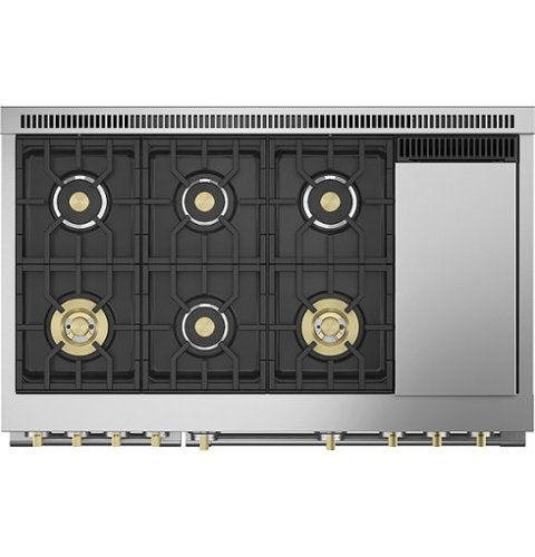 Monogram - 48 in. Wide 7 Burners 8.25 Cu. Ft. Freestanding Double Oven Dual Fuel Convection Smart Range with Self-Clean - Stainless Steel