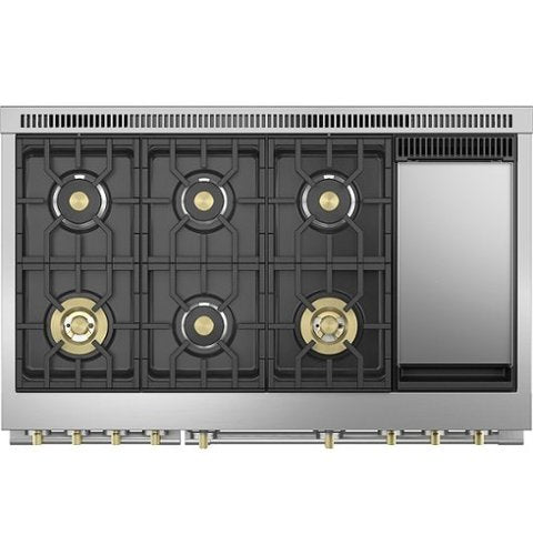 Monogram - 48 in. Wide 7 Burners 8.25 Cu. Ft. Freestanding Double Oven Dual Fuel Convection Smart Range with Self-Clean - Stainless Steel