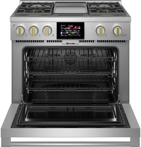 Monogram - 36 in. Wide 5 Burners 5.7 Cu. Ft. Freestanding Dual Fuel Convection Range with Self-Clean - Stainless Steel