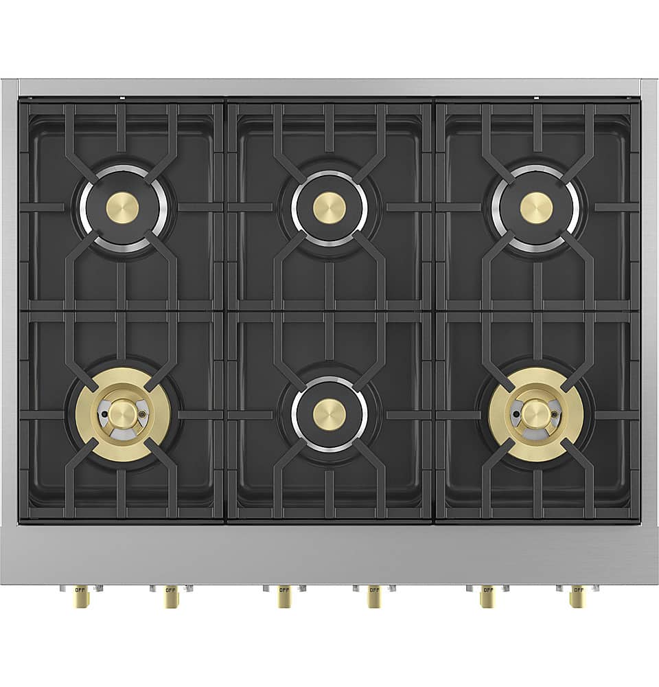 Monogram - 36" Built-In Gas Cooktop with 6 Burners and Professional Versatile Burner Configuration - Stainless Steel