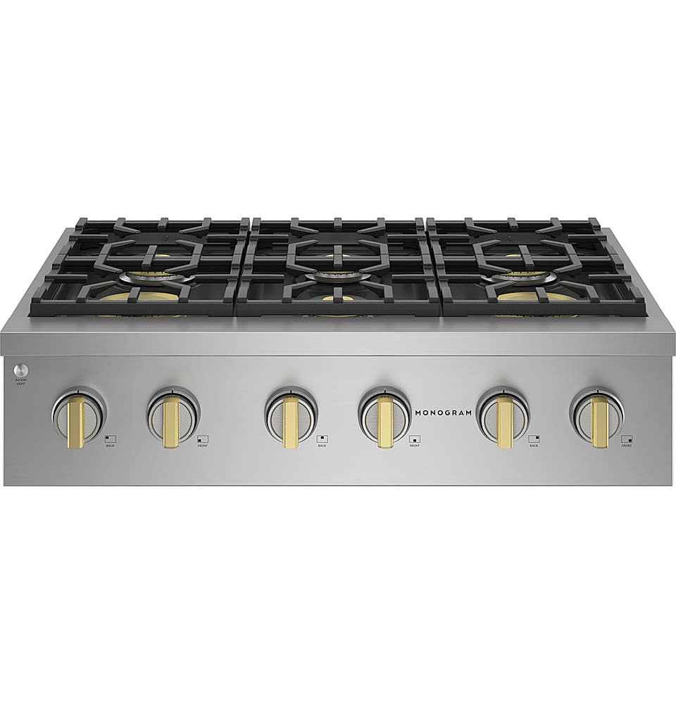 Monogram - 36" Built-In Gas Cooktop with 6 Burners and Professional Versatile Burner Configuration - Stainless Steel