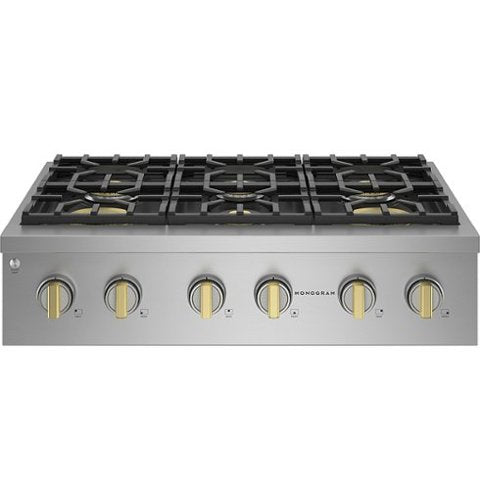 Monogram - 36" Built-In Gas Cooktop with 6 Burners and Professional Versatile Burner Configuration - Stainless Steel