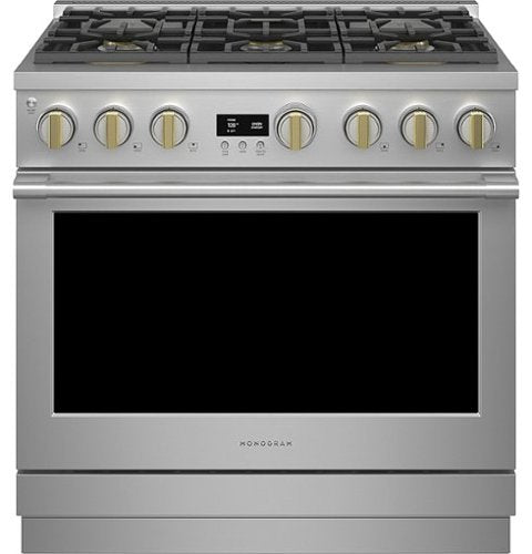 Monogram - 36 in. Wide 6 Burners 5.7 Cu. Ft. Freestanding Dual Fuel Convection Smart Range with Self-Clean - Stainless Steel