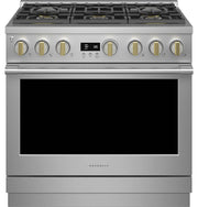 Monogram - 36 in. Wide 6 Burners 5.7 Cu. Ft. Freestanding Dual Fuel Convection Smart Range with Self-Clean - Stainless Steel